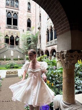 Selkie Pink and White Mini Dress